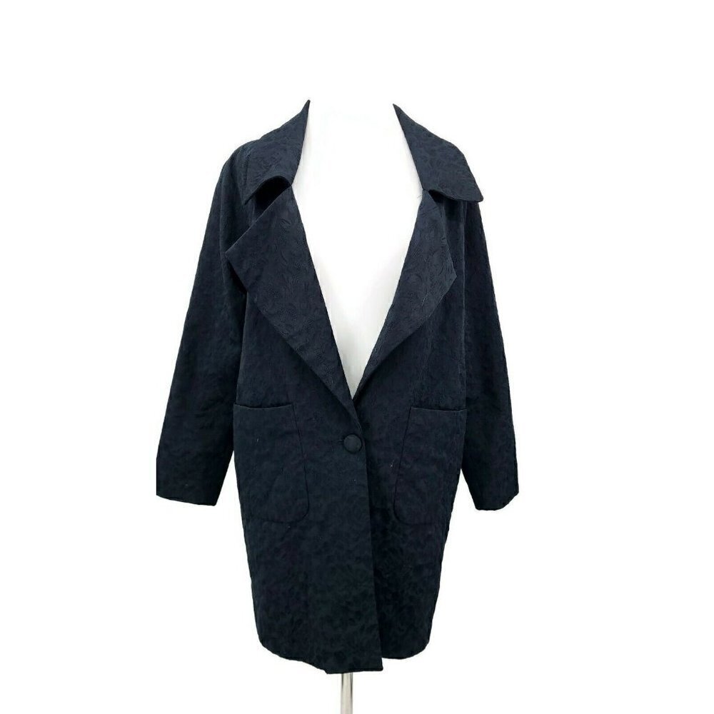 For Love & Lemons Navy Blue Jacquard Blazer Womens S Jacket